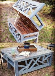 Want to make diy coffee table which doesn't require expensive materials? Outdoor Convertible Coffee Table And Bench Handmade Haven