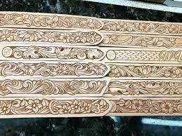 Leather carving freehand designs into wet and cased vegetable tanned leather. Pin By Ramona Anstath On Leather Goodies Leather Working Leather Tooling Leather Tooling Patterns