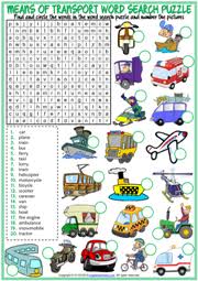 means of transport esl vocabulary worksheets