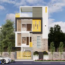 Exterior design of duplex home. Online Best 3 Floor Front Elevation Designs Architectural Plan Ideas By Make My House Expert