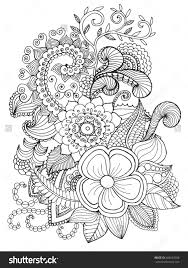 Fantasy Flowers Coloring Page Hand Drawn Doodle Floral Patterned Vector Illustration African I Flower Coloring Pages Flower Sketches Mandala Coloring Pages