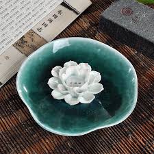 Free Shipping Asih49 Incense Stick Holder 3 Holes Lotus Flower White Clay Ceramic Incense Plate And Holder For Home Dec Clay Ceramics Pottery Pots Ceramics