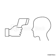 Black And White Outline Calendar Clipart Check Body Temperature Sign Line Icon No Contact Thermometer And A Head Black Outline On White Background Infrared La In 2020 Line Icon Clip Art Digital Thermometer