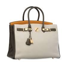 A Custom Gris Perle Curry And Vert Olive Togo Leather Birkin 35 With Gold Hardware Hermes Bag Birkin Togo Leather Birkin