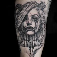 Girl With Broken Horns Done At Bloodcandy Tattoo With Quantumtattooinks Creepy Tattoos Dark Tattoo Demon Tattoo