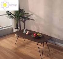 Desain Baru Meja Kopi Kayu Kenari Persegi Panjang dengan Kerangka Logam  untuk Furnitur Ruang Tamu