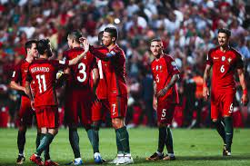 Portugal Team Celebrating Fpf Fan360 Soccer Field All Star Soccer