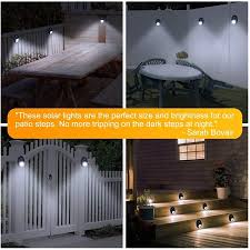 They can be mounted on any wall or fence you like, with all the required equipment (screws and hinges) included in the box. Always On Solar Lights Outdoor Waterproof Mini Solar Fence Lights For Wireless Lighting In Deck Step Porch Patio Stair Garden Yard Pathway 4 Pack 10 Led 5500k Walmart Canada