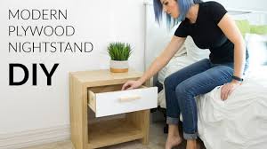 Give your boring old bedside table a new lease of life with just a lick of paint, some hessian fabric and a new set of handles. Diy Modern Plywood Nightstand W Waterfall Edge Youtube