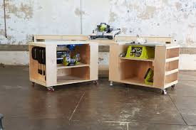 The finished workbench includes drawers and a shelf as well as a top that folds out for extra workspace. Workbench Plans With Designs Meant To Inspire