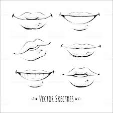 Anime Mouth Reference Smile Lips Vector Set Isolated Lips Drawing Smile Drawing Pencil Art Drawings lips drawing
