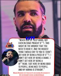 Drake Says He's Became The Biggest Artist In The World By "Being Good &  Nice To People" And That His Karma Is Straight #drake
