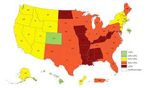 obesity map reveals more than 35 percent of people in nine