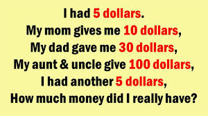 Right answers will be deleted. The Uniques Where Are My Smart Friends I Had 3 00 My Mom Gave 10 00 My Dad Gave 30 00 My Aunt And Uncle Gave Me 100 00 I Had Another 7 00 How Much Did