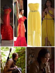 The Girl On Fire Dress The Victory Interview Yellow Dress The Hunting Outfit Of Katniss Everdeen Hunger Games