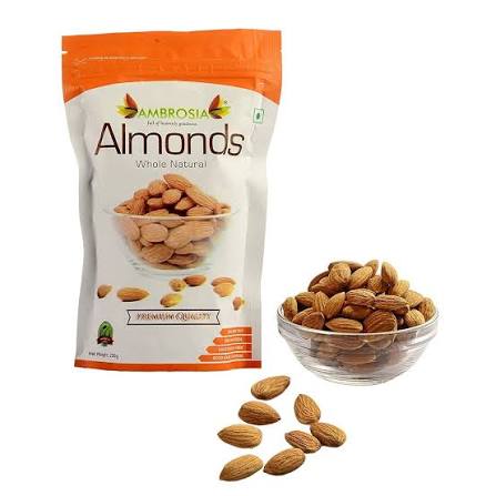 AMBROSIA ALMONDS WHOLE NATURAL 250G