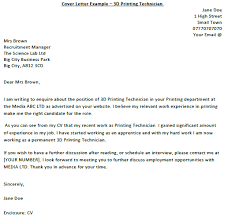 Free download and customize it according to the sample text below. 3d Printing Technician Cover Letter Example Icover Org Uk