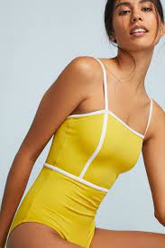 Costume Intero Giallo Swim Suit Costumi Da Bagno Carini One Piece