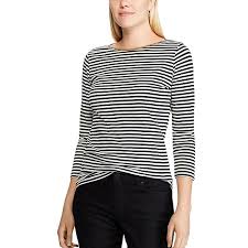 Women S Chaps Striped Boatneck Top
