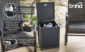 We are available both online and by phone to support you and your project. Amazon Com Bond Manufacturing 67635 Cover Hideaway Table For Gas Fire Pits Suitable For Any 20lb Propane Tanks Black Garden Outdoor