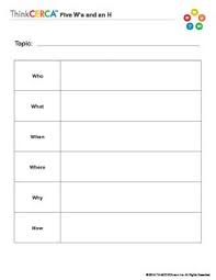 5 W S And H Graphic Organizer Graphic Organizers Common Core Reading Standards Nonfiction Texts