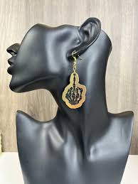 Skeleton Middle Finger Engraved Dangle Earrings in Black or Gold