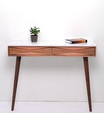 Console Hallway Table Walnut Wood With Marble Top Entryway Table With Two Copper Drawers Mid Century Modern Hallway Table Entryway Table Modern Hallway Table Marble Top