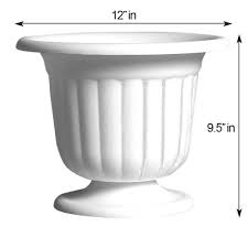 It features ribbed accenting and a neutral hue to display your plants in style. Plastic Round Grecian Urn Planter Flower Pot 9 5 Lifestyle Ishop