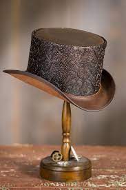 The Gent Top Hat Flaunts An Artsy Vine Motif In Metallic Leatherette Fabric Made In The Usa Leather Top Hat Steampunk Hat Top Hat