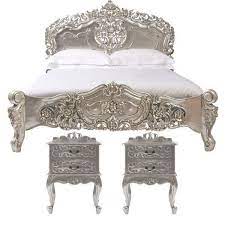 Rococo Carved Bed Set Silver Leaf Rococo Furniture Furniture Silver Bedroom