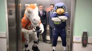 The denver broncos mascot miles visits some patients at the rocky mountain hospital for children at presbyterian st. Super Bowl 2014 Video Denver Broncos Mascot Miles And Seattle Seahawks Mascot Blitz Star In New Espn Commercial Mile High Report