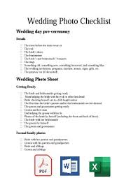 Don't miss these special moments: Free Printable Wedding Photo List Word Pdf And Excel