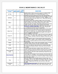 Looking for vehicle maintenance log printables? General Vehicle Maintenance Checklist Template Word Excel Templates