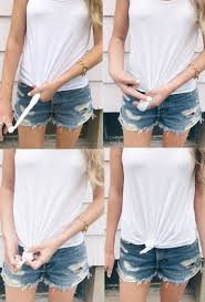 How To Tie A Knot In A Shirt 5 Cute Ways For Knotted T Shirt Trend Knotted Shirt Outfit Fall Fashion Jeans Fashion