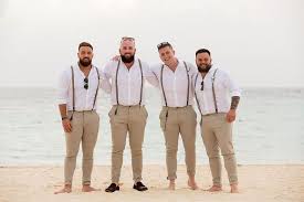 Groomsmen Beige Bachelor Parties In 2020 Groomsmen Attire Navy Wedding Groomsmen Attire Mismatched Groomsmen