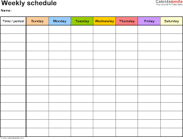 Time Chart Template New Free Weekly Schedule Templates For
