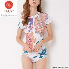 Short Sleeve Swimsuit One Piece Women Swimwear Trending Accessories Floral Print Swimsuits Swimsuits Print Swimsuit