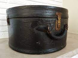 Black Leather Antique Hat Box Suitcase Vintage Hat Boxes Antique Hats Hat Box