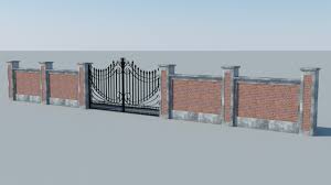 Free Concrete Wall Iron Gate 3d Model Iron Gate Iron Wall Concrete Wall