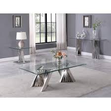 Shop for coffee tables in living room furniture at walmart.com. Glass Coffee Table Sets Coffee Table End Table Console Table With Stainless Steel Base Walmart Com Walmart Com