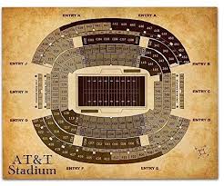 At T Stadium Football Seating Chart Art Print 11x14 Unframed