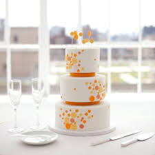 Black White And Orange Wedding Decorations Bright Black White Orange And Yellow Modern Loft Wedd Orange Wedding Cake Polka Dot Wedding Cake Modern Wedding Cake