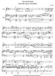 Javascript is required for this feature. Puccini Nessun Dorma From Turandot Sheet Music For Voice Sheet Music Sheet Music