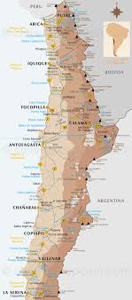 Régions, villes et destinations principales. Carte Nord Du Chili De Arica A La Serena Map North Chile Mapa Norte Chile