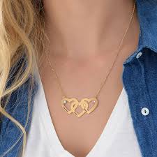 Check spelling or type a new query. Intertwined Hearts Necklace With Birthstones In Gold Plating Myka Formerly My Name Necklace Uk