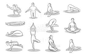Set Of Twelve Yoga Poses Hebstreits Sketches Yoga Poses Poses Sketches