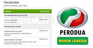 Jawatan kosong kosong terkini di malaysia dari syarikat terpercaya. Jawatan Kosong Di Perodua November 2017 Pelbagai Jawatan Jobcari Com Jawatan Kosong Terkini