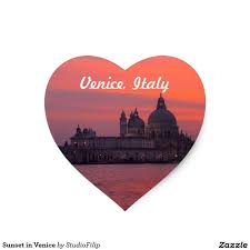 Sunset In Venice Heart Sticker Italy Sunset Heart Stickers Venice