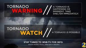 Review and discuss your emergency plans and check supplies and your safe tornado warning: What S The Difference Between A Tornado Watch And Warning Wsb Tv Channel 2 Atlanta