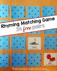 Rhyming games are an excellent way to help you better identify words. Try This Free Rhyming Game The Measured Mom